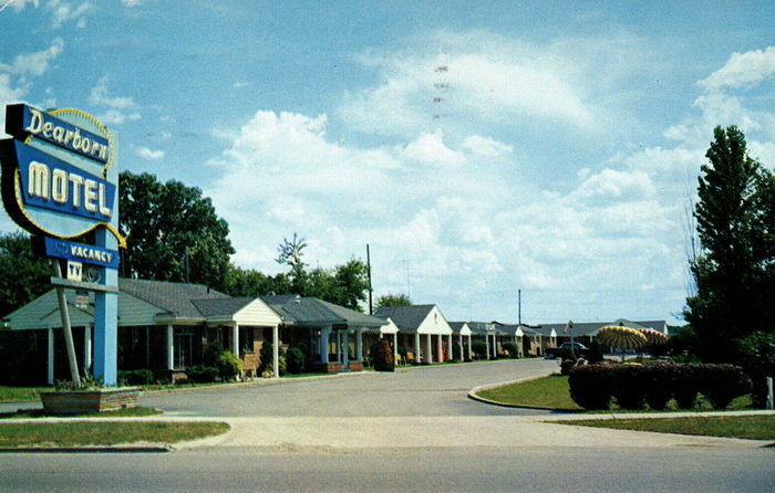 Villager Inn (Dearborn Motel) - Old Postcard